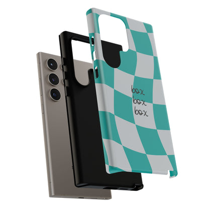 Mercedes Teal and Grey Checkered F1 Phone Case, Box Box Box F1 Phone Case