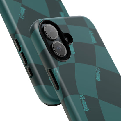 F1 Phone Case Teal Checkered Design, Trendy F1 Gift, Formula 1 Gift, Cute F1 Phone Case, Unique Formula One Phone Case