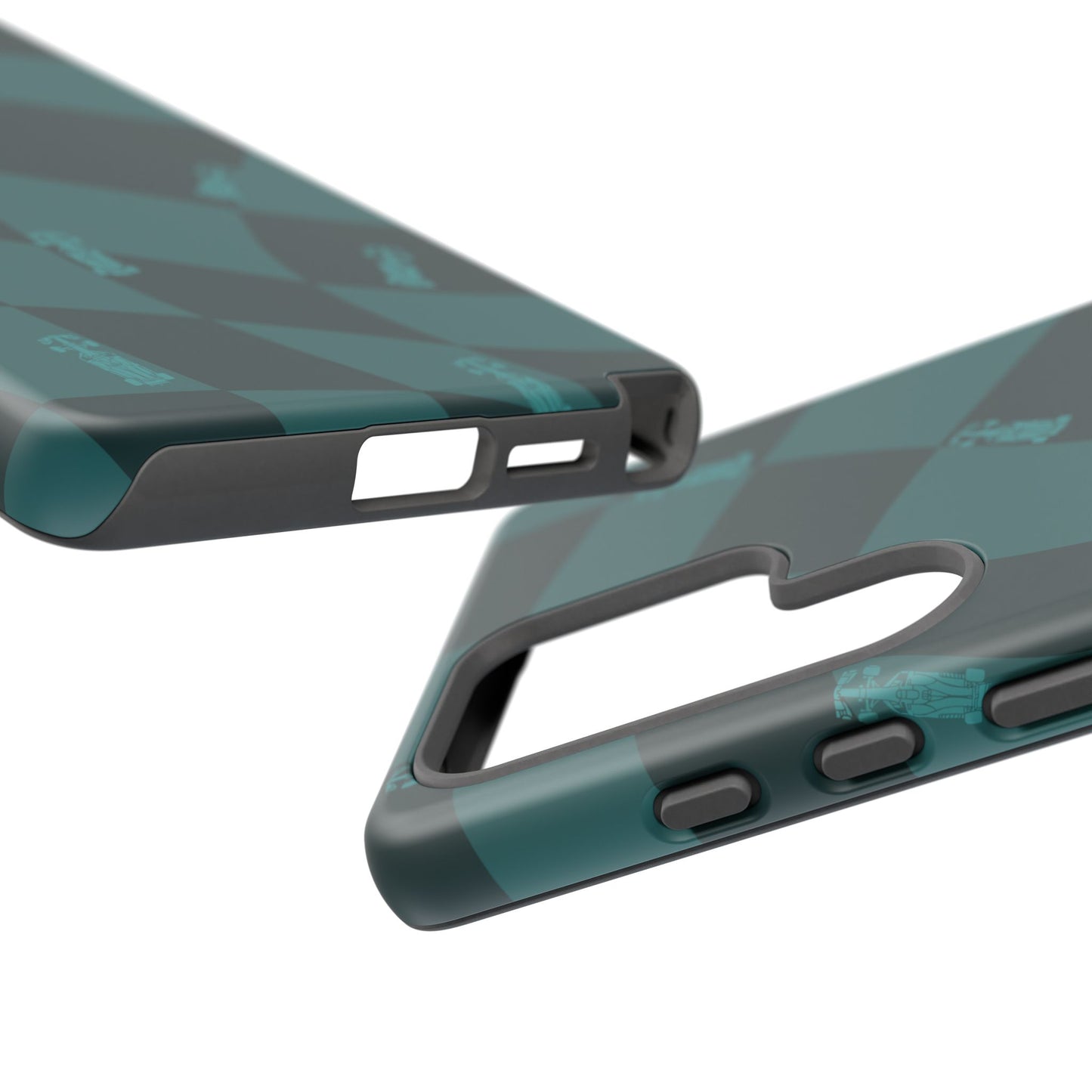 F1 Phone Case Teal Checkered Design, Trendy F1 Gift, Formula 1 Gift, Cute F1 Phone Case, Unique Formula One Phone Case