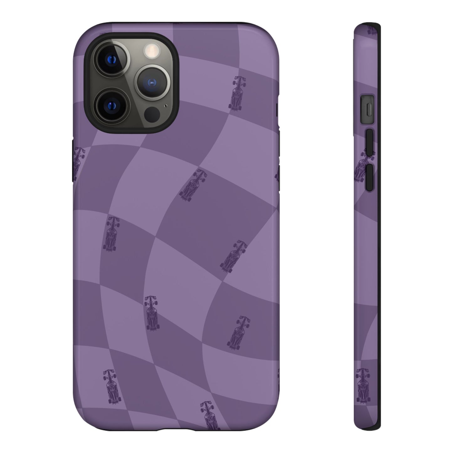 F1 Phone Case Purple Checkered Design, Trendy F1 Gift, Formula 1 Gift, Cute F1 Phone Case, Unique Formula One Phone Case