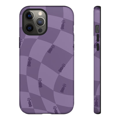 F1 Phone Case Purple Checkered Design, Trendy F1 Gift, Formula 1 Gift, Cute F1 Phone Case, Unique Formula One Phone Case