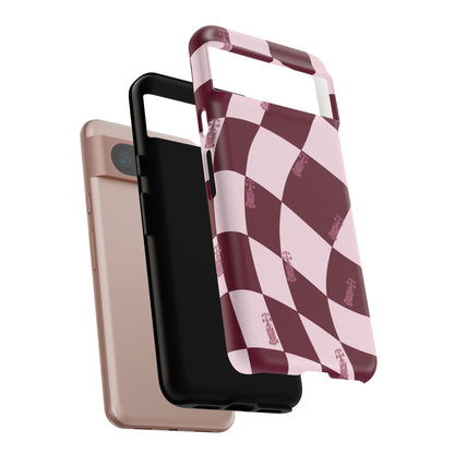 F1 Phone Case Pink Checkered Design, Trendy F1 Gift, Formula 1 Gift, Cute F1 Phone Case, Unique Formula One Phone Case