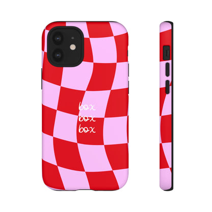 Pink and Red Checkered F1 Phone Case, Box Box Box F1 Phone Case