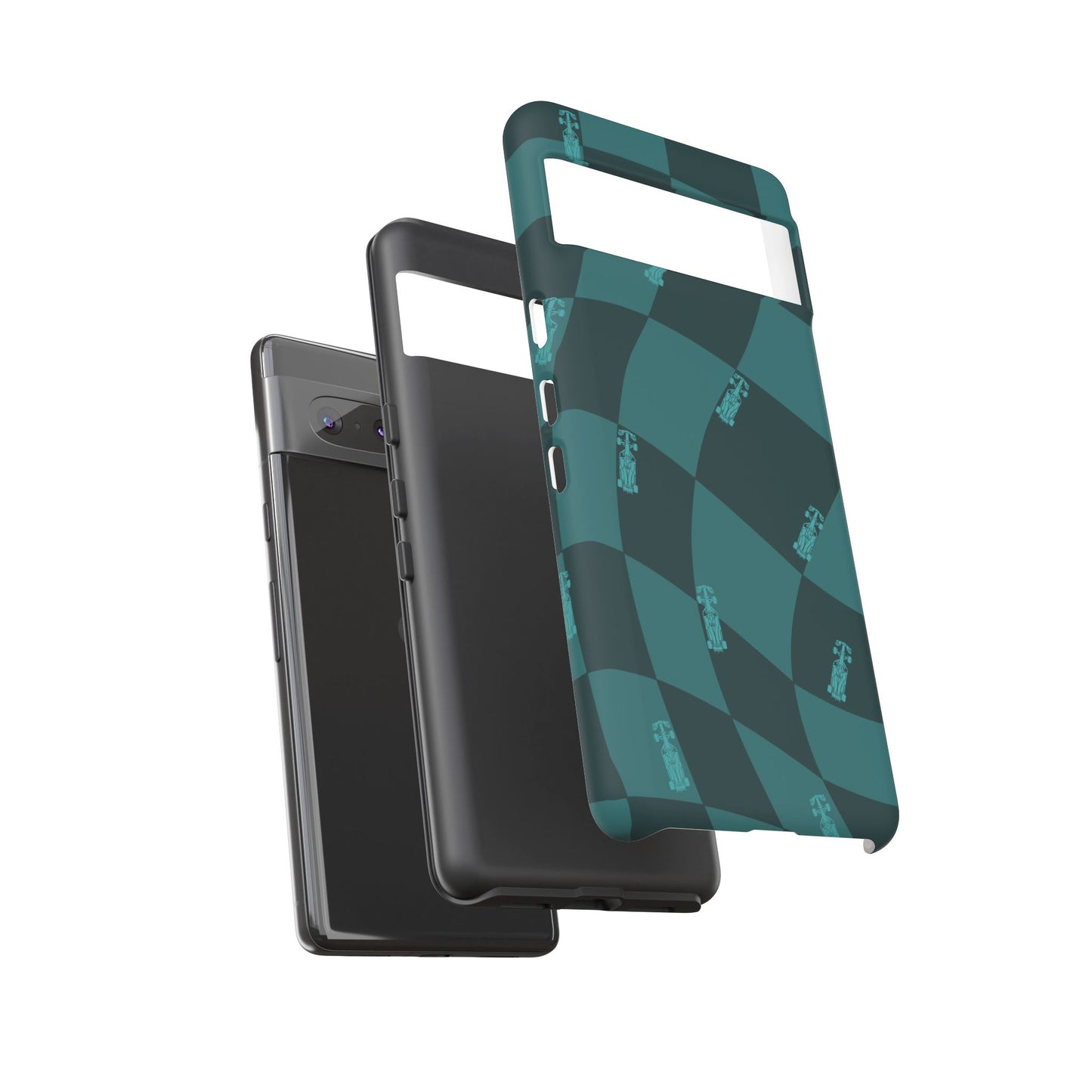 F1 Phone Case Teal Checkered Design, Trendy F1 Gift, Formula 1 Gift, Cute F1 Phone Case, Unique Formula One Phone Case