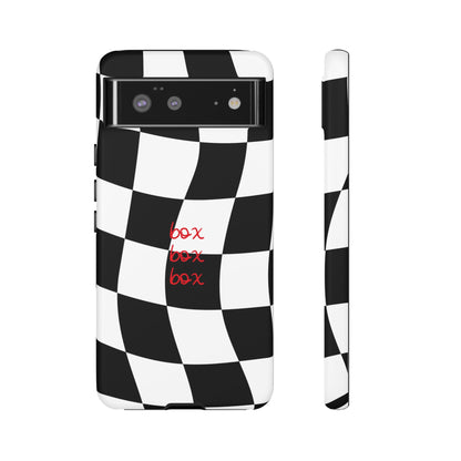 Black and Red Checkered F1 Phone Case, Box Box Box F1 Phone Case