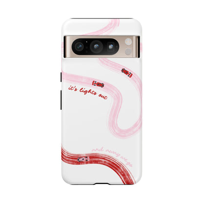 F1 Phone Case Pink and Red Painted "its lights out and away we go", Trendy F1 Gift, Formula 1 Gift, Cute F1 Phone Case, Unique Phone Case