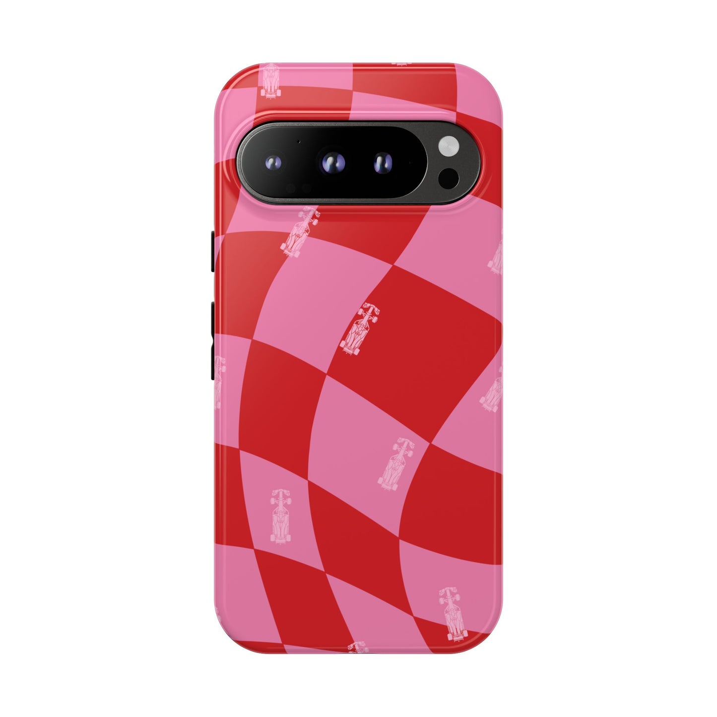 F1 Phone Case Pink and Red Checkerboard Design, Trendy F1 Gift, Girly Formula 1 Gift, Cute F1 Phone Case, Unique Formula One Phone Case