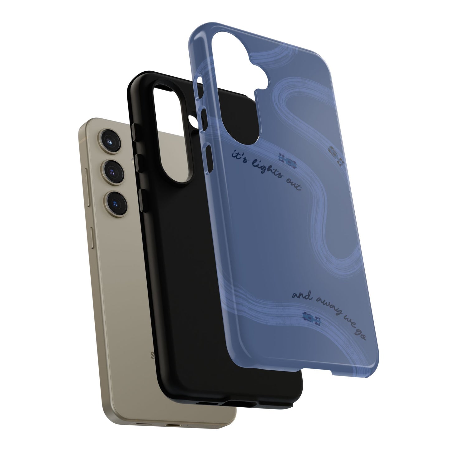 F1 Phone Case Monochrome Dark Blue Painted "its lights out and away we go", Trendy F1 Gift, Formula 1 Gift, Cute F1 Phone Case, Phone Case