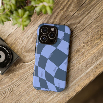 F1 Phone Case Blue Checkerboard Design, Trendy F1 Gift, Formula 1 Gift, Cute F1 Phone Case, Unique Formula One Phone Case
