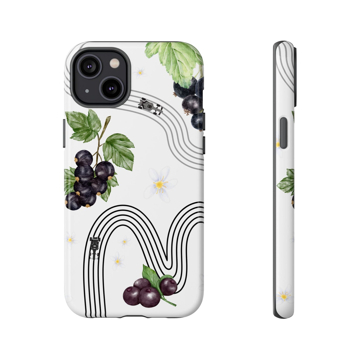 F1 Cadillac and Black Currants Phone Case, Trendy F1 Gift, Formula 1 Gift, Cute Fruit F1 Phone Case, Unique Phone Case
