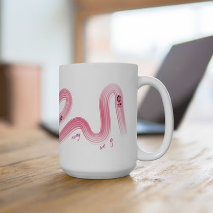Pink Painted F1  It's Lights Out and Away We Go Mug, Unique Gift for Coffee Lovers, Whimsical Formula 1 Gift