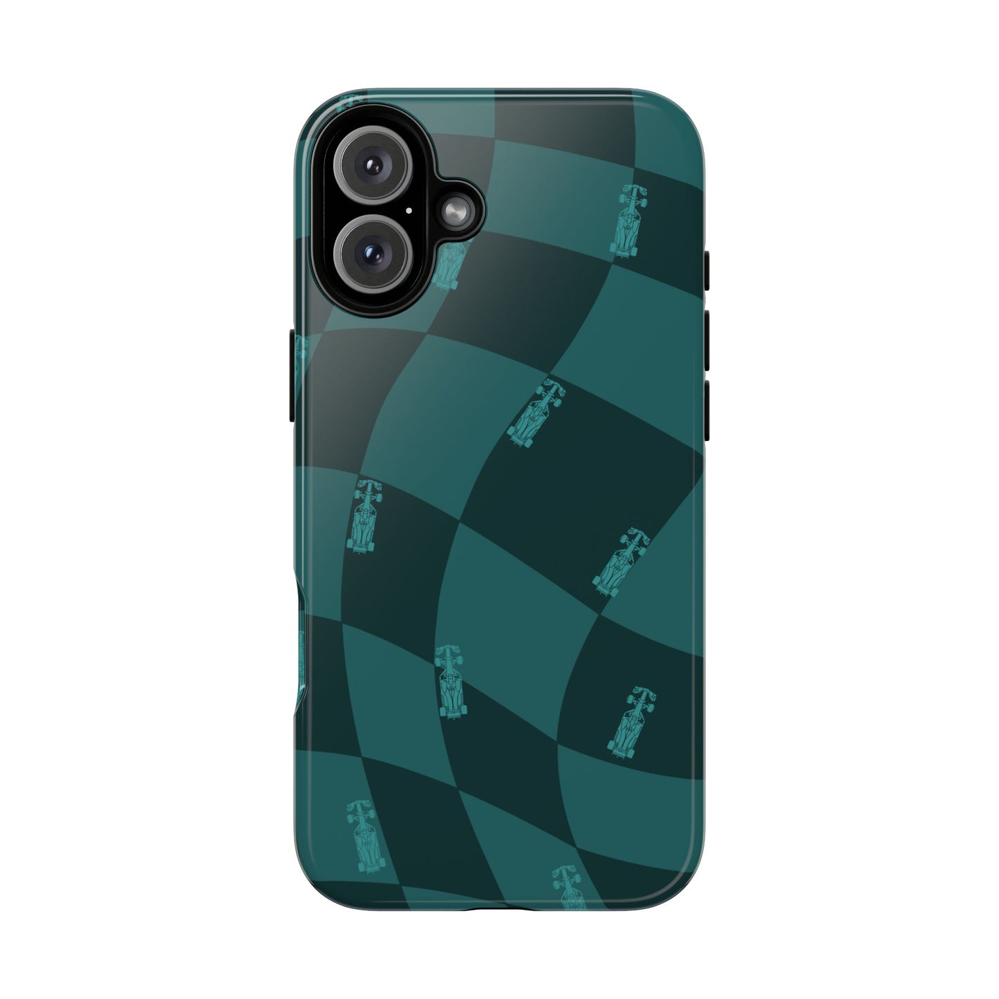 F1 Phone Case Teal Checkered Design, Trendy F1 Gift, Formula 1 Gift, Cute F1 Phone Case, Unique Formula One Phone Case