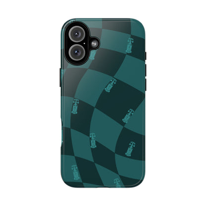 F1 Phone Case Teal Checkered Design, Trendy F1 Gift, Formula 1 Gift, Cute F1 Phone Case, Unique Formula One Phone Case