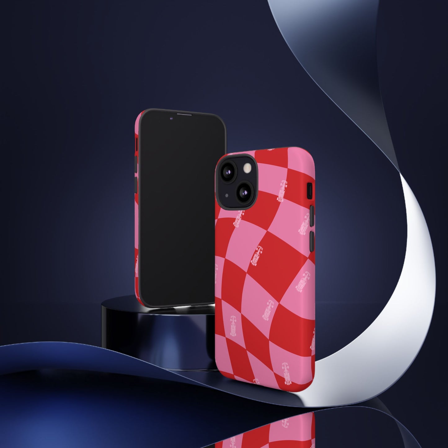 F1 Phone Case Pink and Red Checkerboard Design, Trendy F1 Gift, Girly Formula 1 Gift, Cute F1 Phone Case, Unique Formula One Phone Case