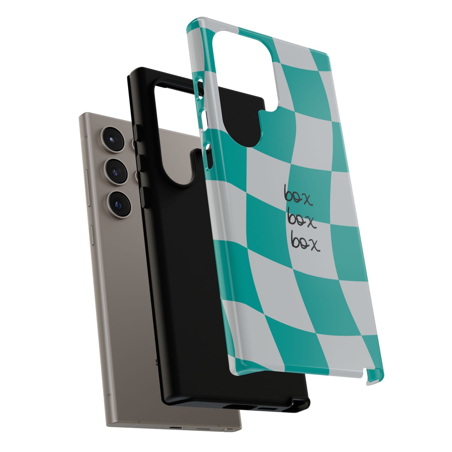 Mercedes Teal and Grey Checkered F1 Phone Case, Box Box Box F1 Phone Case