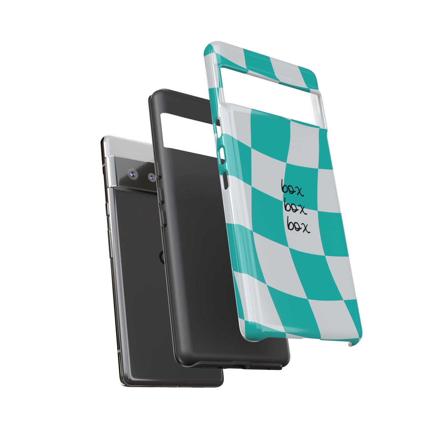Mercedes Teal and Grey Checkered F1 Phone Case, Box Box Box F1 Phone Case
