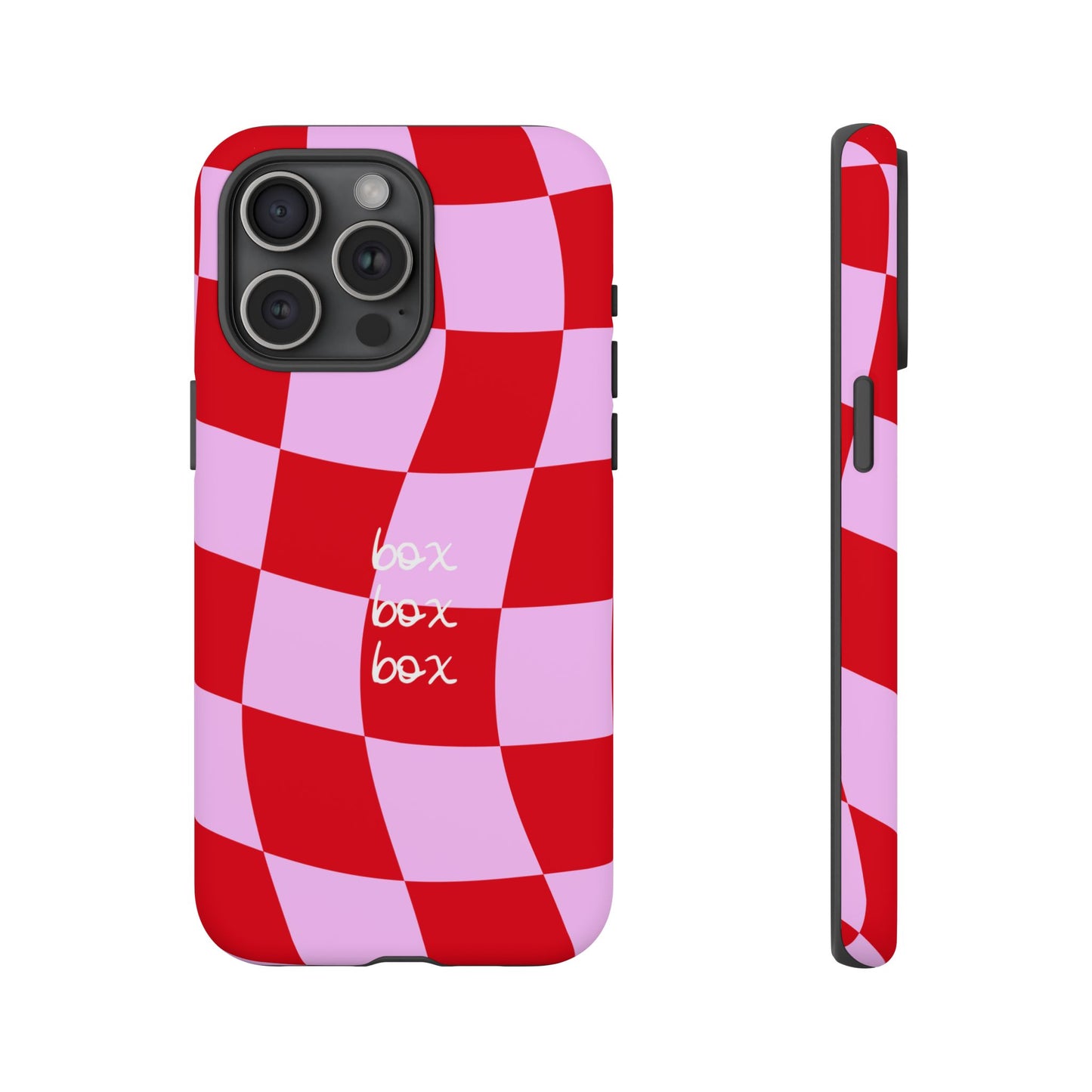 Pink and Red Checkered F1 Phone Case, Box Box Box F1 Phone Case