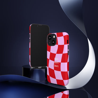 Pink and Red Checkered F1 Phone Case, Box Box Box F1 Phone Case