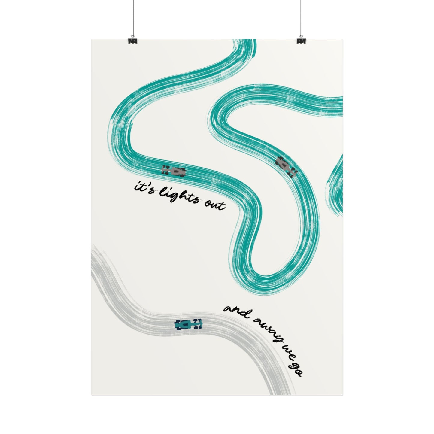 Mercedes Teal and Silver F1 Giclée Print Poster | Minimalist F1 Art - EU SIZING (Physical Print)