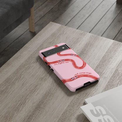 F1 Phone Case Pink and Red Painted "its lights out and away we go", Trendy F1 Gift, Formula 1 Gift, Cute F1 Phone Case, Unique Phone Case