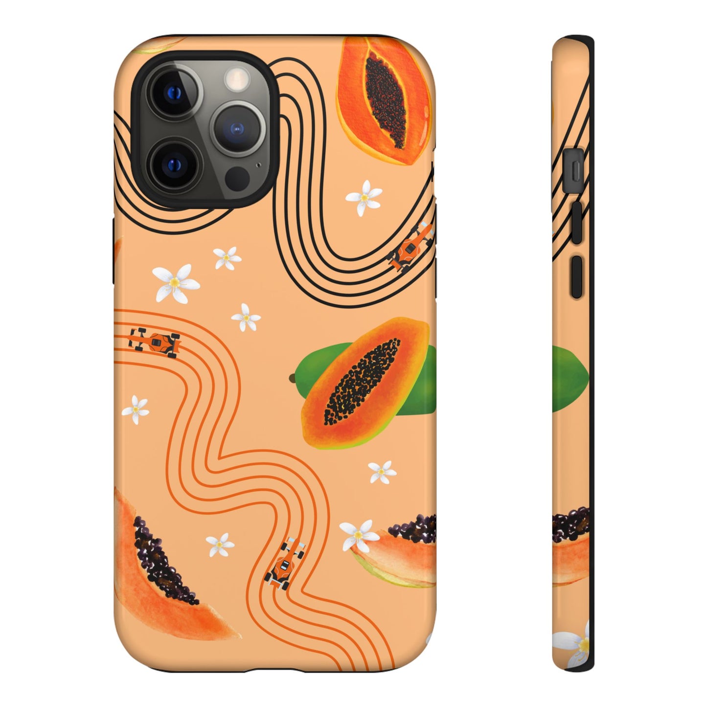 Orange F1 McLaren and Papaya Phone Case, Trendy F1 Gift, Formula 1 Gift, Cute Fruit F1 Phone Case, Unique Phone Case