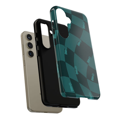 F1 Phone Case Teal Checkered Design, Trendy F1 Gift, Formula 1 Gift, Cute F1 Phone Case, Unique Formula One Phone Case