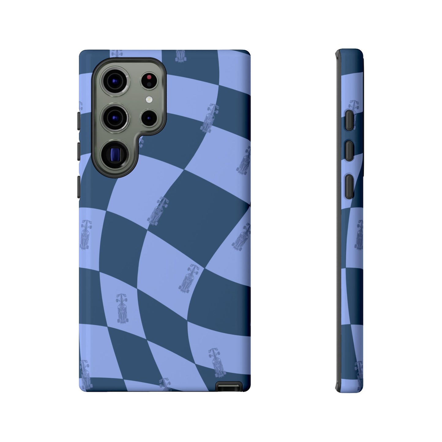 F1 Phone Case Blue Checkerboard Design, Trendy F1 Gift, Formula 1 Gift, Cute F1 Phone Case, Unique Formula One Phone Case