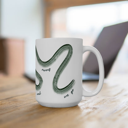 F1 Green Painted It's Lights Out and Away We Go Mug, Unique Gift for Coffee Lovers, Whimsical Formula 1 Gift
