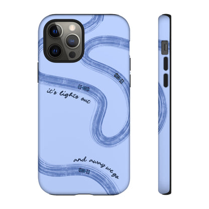 F1 Phone Case Monochrome Blue Painted "its lights out and away we go", Trendy F1 Gift, Formula 1 Gift, Cute F1 Phone Case, Phone Case