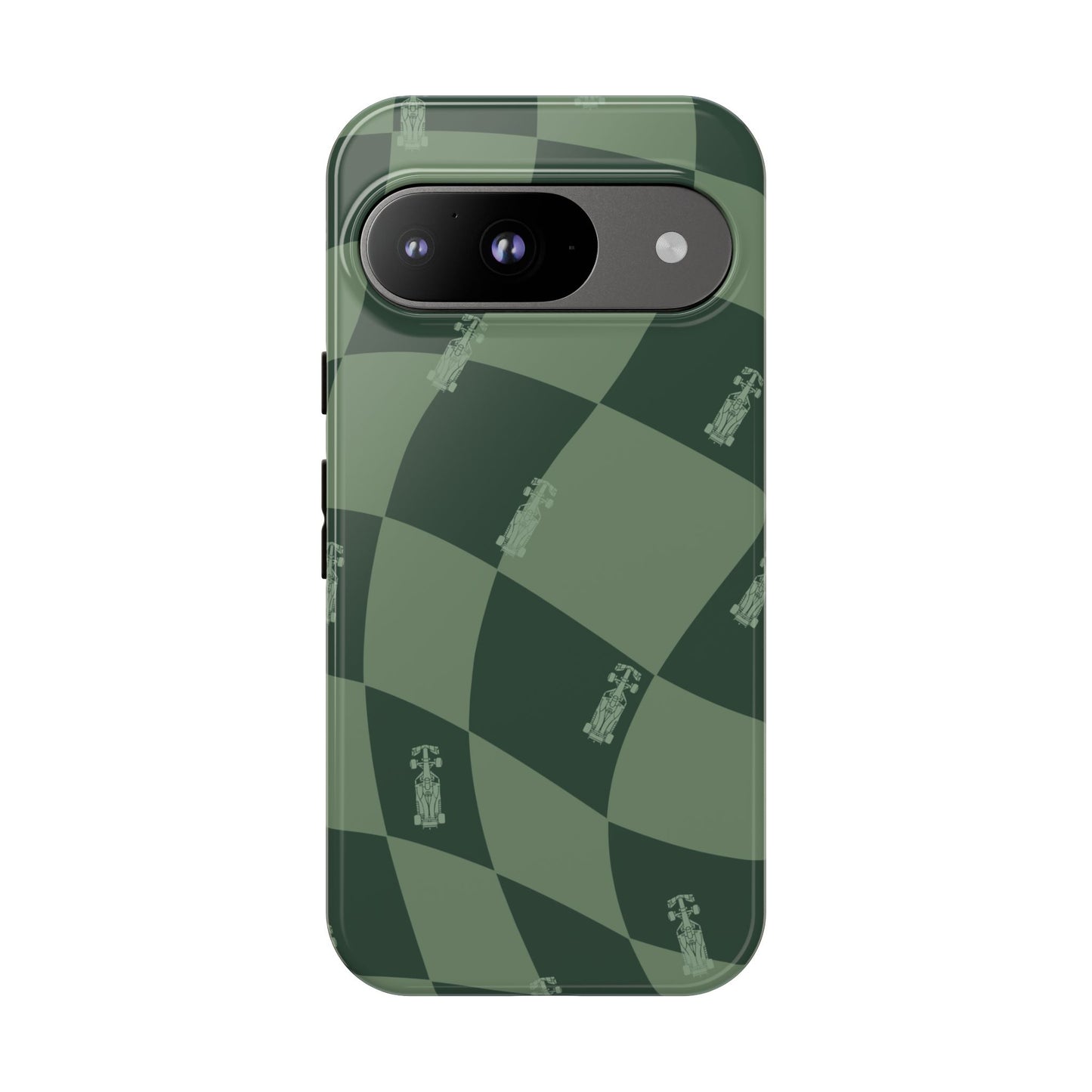 F1 Phone Case Green Checkerboard Design, Trendy F1 Gift, Formula 1 Gift, Cute F1 Phone Case, Unique Formula One Phone Case