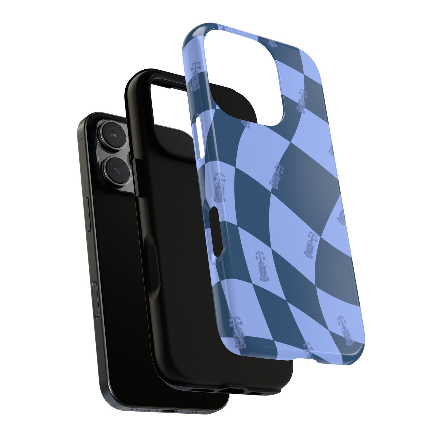 F1 Phone Case Blue Checkerboard Design, Trendy F1 Gift, Formula 1 Gift, Cute F1 Phone Case, Unique Formula One Phone Case