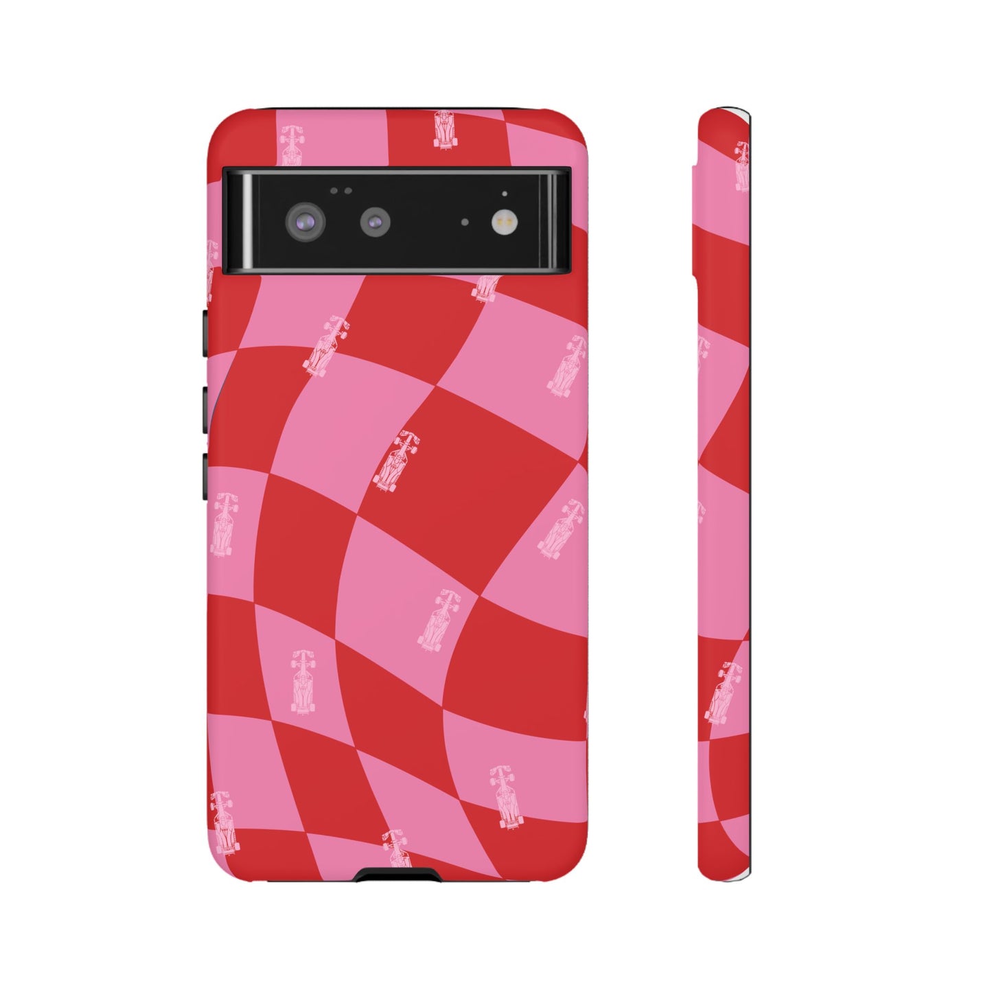 F1 Phone Case Pink and Red Checkerboard Design, Trendy F1 Gift, Girly Formula 1 Gift, Cute F1 Phone Case, Unique Formula One Phone Case
