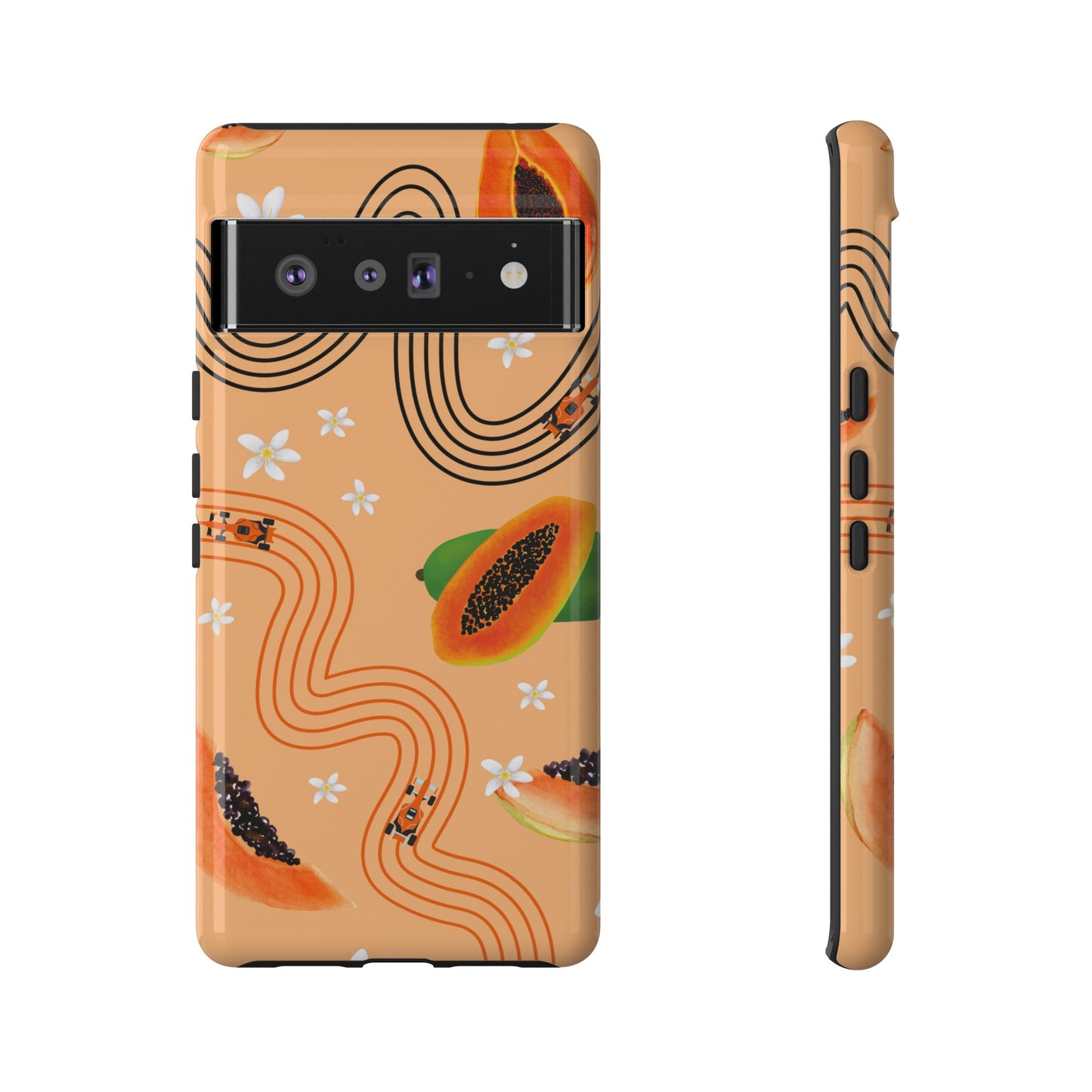 Orange F1 McLaren and Papaya Phone Case, Trendy F1 Gift, Formula 1 Gift, Cute Fruit F1 Phone Case, Unique Phone Case