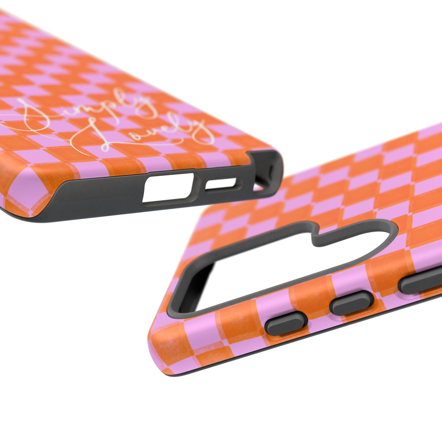 Simply Lovely Orange and Pink Checkered F1 Phone Case Design, Trendy F1 Gift, Formula 1 Gift, Cute F1 Phone Case