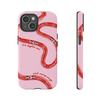 F1 Phone Case Pink and Red Painted "its lights out and away we go", Trendy F1 Gift, Formula 1 Gift, Cute F1 Phone Case, Unique Phone Case