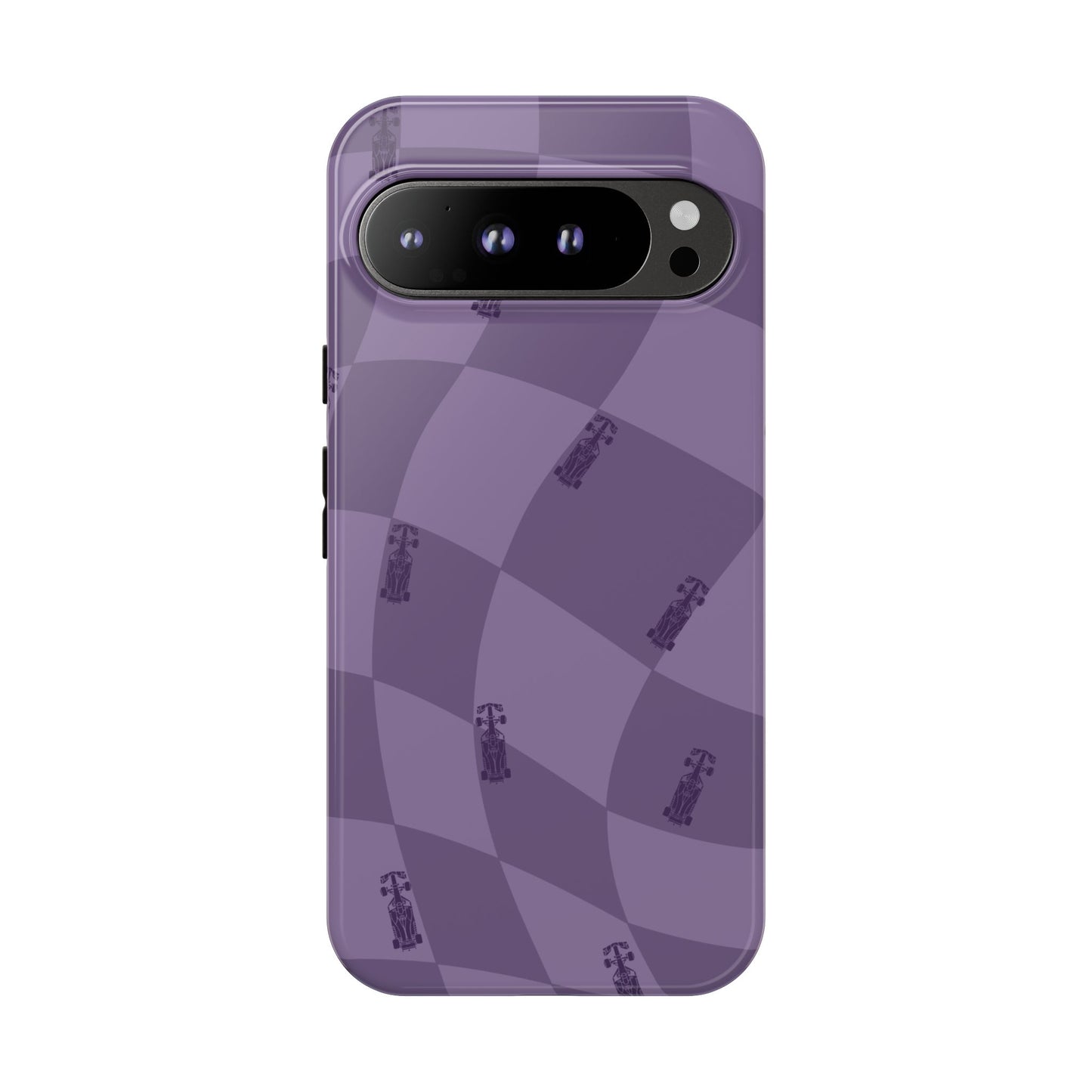 F1 Phone Case Purple Checkered Design, Trendy F1 Gift, Formula 1 Gift, Cute F1 Phone Case, Unique Formula One Phone Case