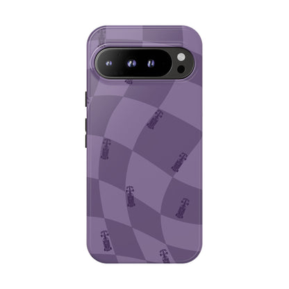 F1 Phone Case Purple Checkered Design, Trendy F1 Gift, Formula 1 Gift, Cute F1 Phone Case, Unique Formula One Phone Case