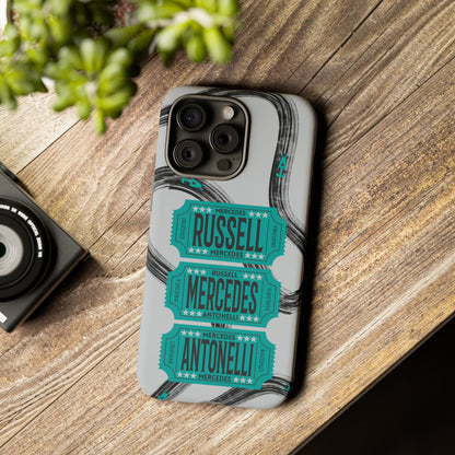 Mercedes F1 Phone Case Painted Ticket Stubs, Trendy F1 Gift, Formula 1 Gift, Cute F1 Phone Case