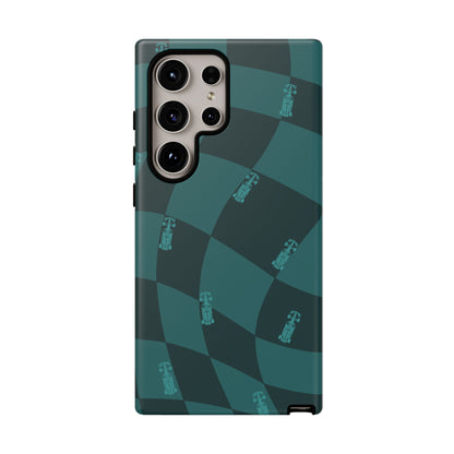 F1 Phone Case Teal Checkered Design, Trendy F1 Gift, Formula 1 Gift, Cute F1 Phone Case, Unique Formula One Phone Case