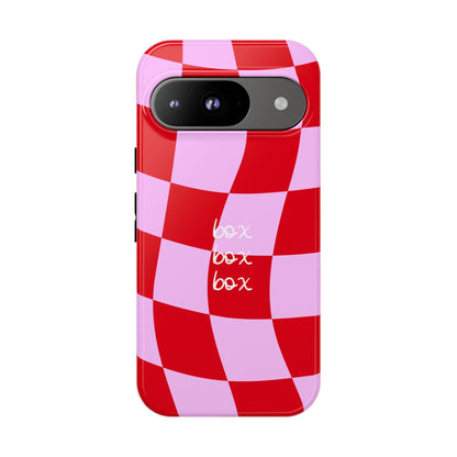 Pink and Red Checkered F1 Phone Case, Box Box Box F1 Phone Case
