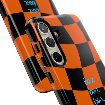 McLaren Orange and Black Checkered F1 Phone Case, Box Box Box F1 Phone Case