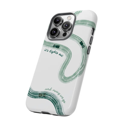 F1 Phone Case Green Painted "its lights out and away we go", Trendy F1 Gift, Formula 1 Gift, Cute F1 Phone Case, Gift for F1 Fans