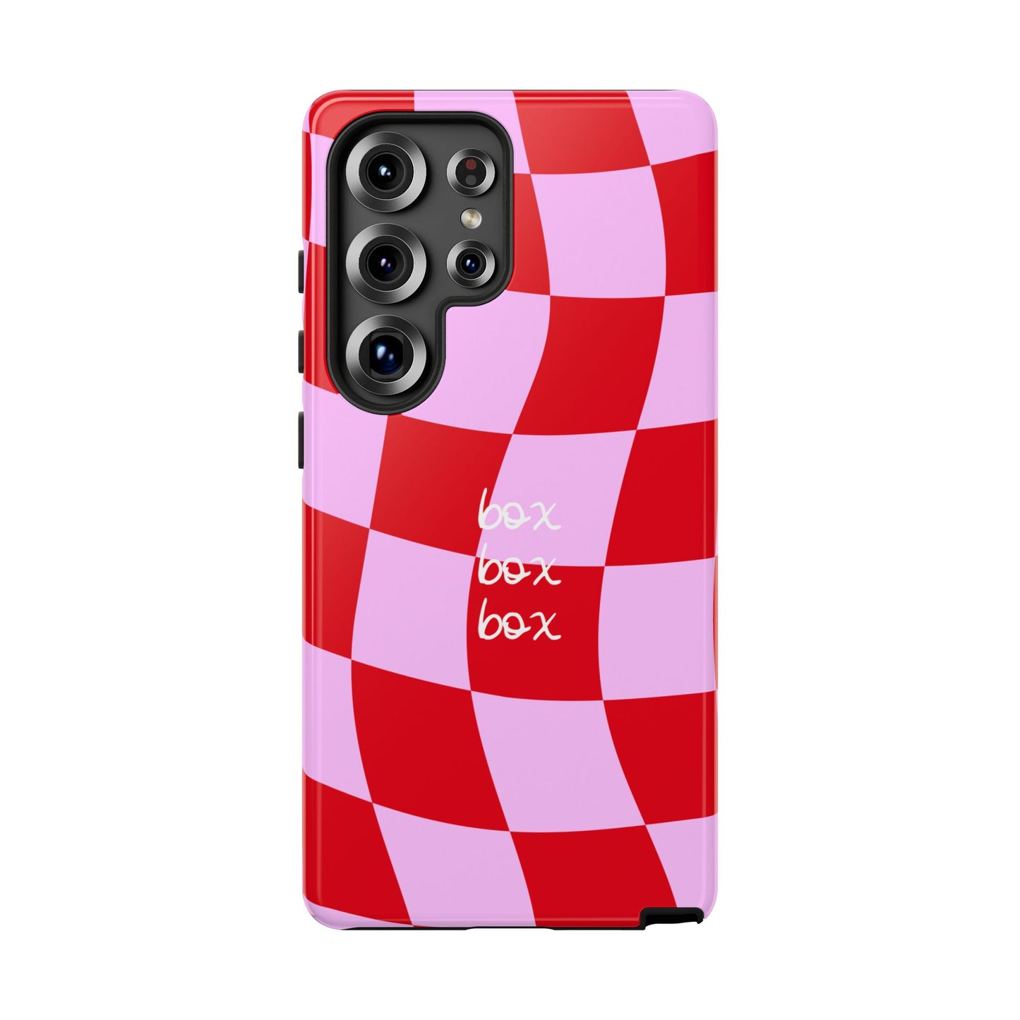 Pink and Red Checkered F1 Phone Case, Box Box Box F1 Phone Case