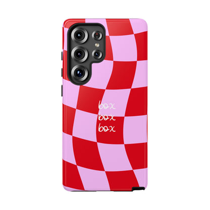 Pink and Red Checkered F1 Phone Case, Box Box Box F1 Phone Case