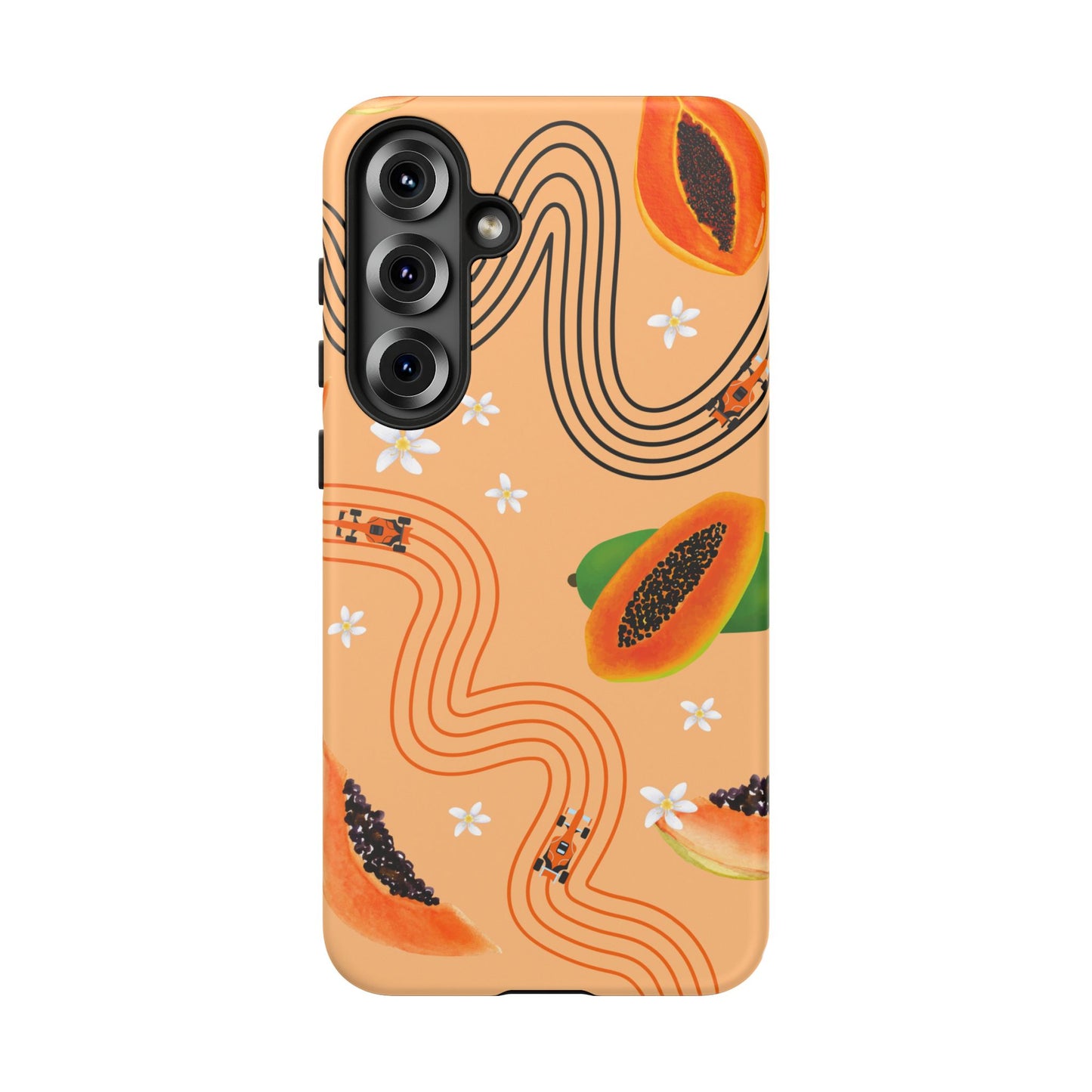 Orange F1 McLaren and Papaya Phone Case, Trendy F1 Gift, Formula 1 Gift, Cute Fruit F1 Phone Case, Unique Phone Case