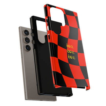 F1 Ferrari Black and Red Checkered Phone Case, Box Box Box F1 Phone Case