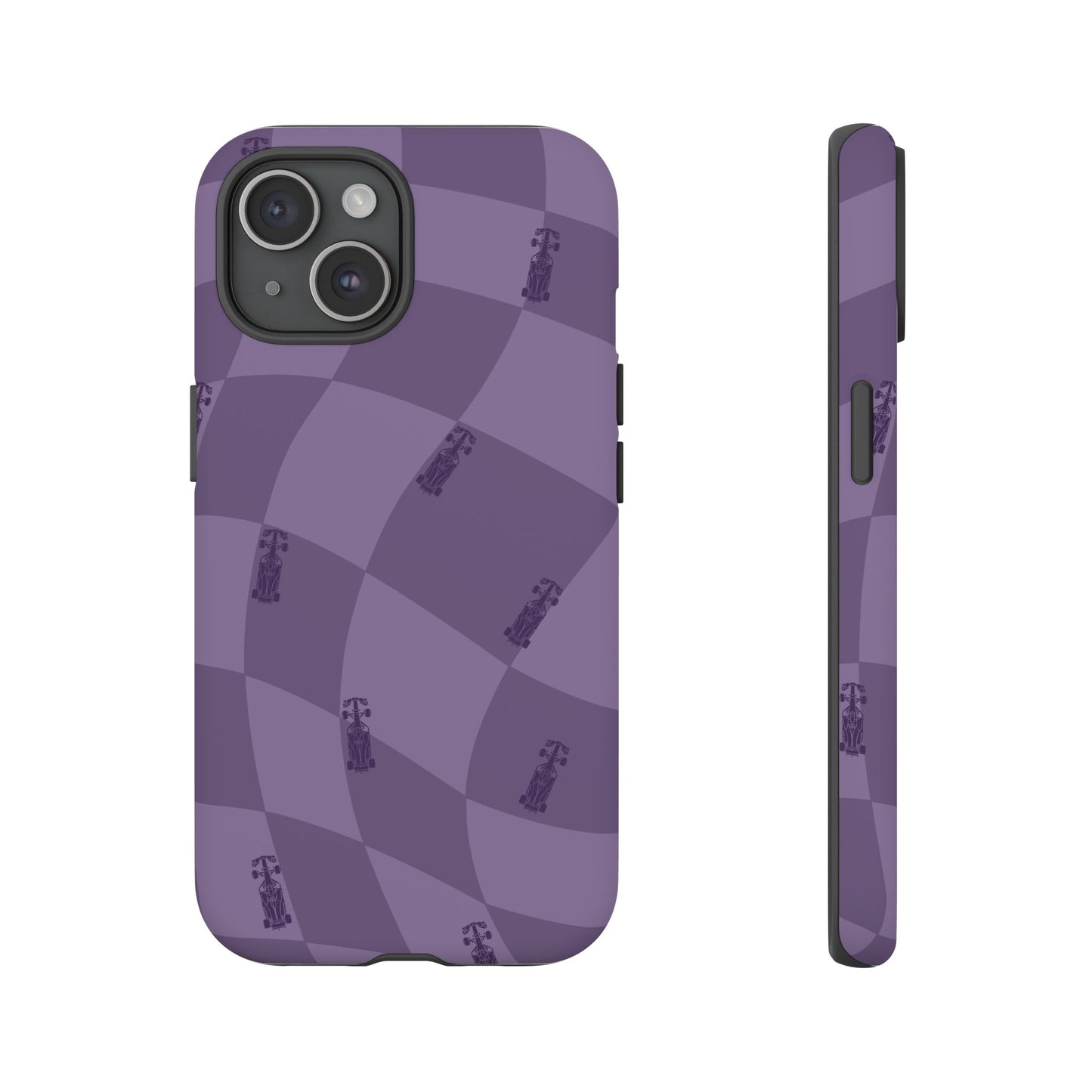 F1 Phone Case Purple Checkered Design, Trendy F1 Gift, Formula 1 Gift, Cute F1 Phone Case, Unique Formula One Phone Case