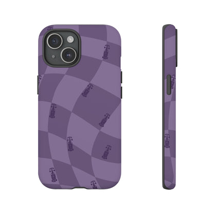F1 Phone Case Purple Checkered Design, Trendy F1 Gift, Formula 1 Gift, Cute F1 Phone Case, Unique Formula One Phone Case