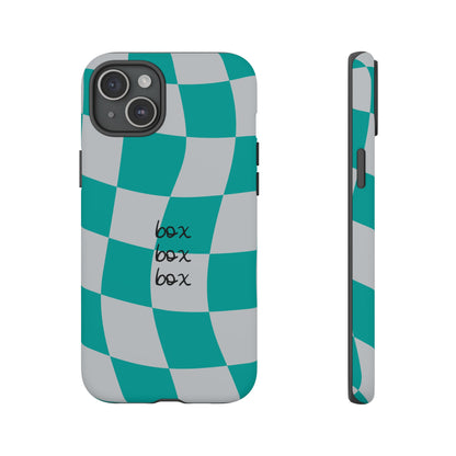 Mercedes Teal and Grey Checkered F1 Phone Case, Box Box Box F1 Phone Case