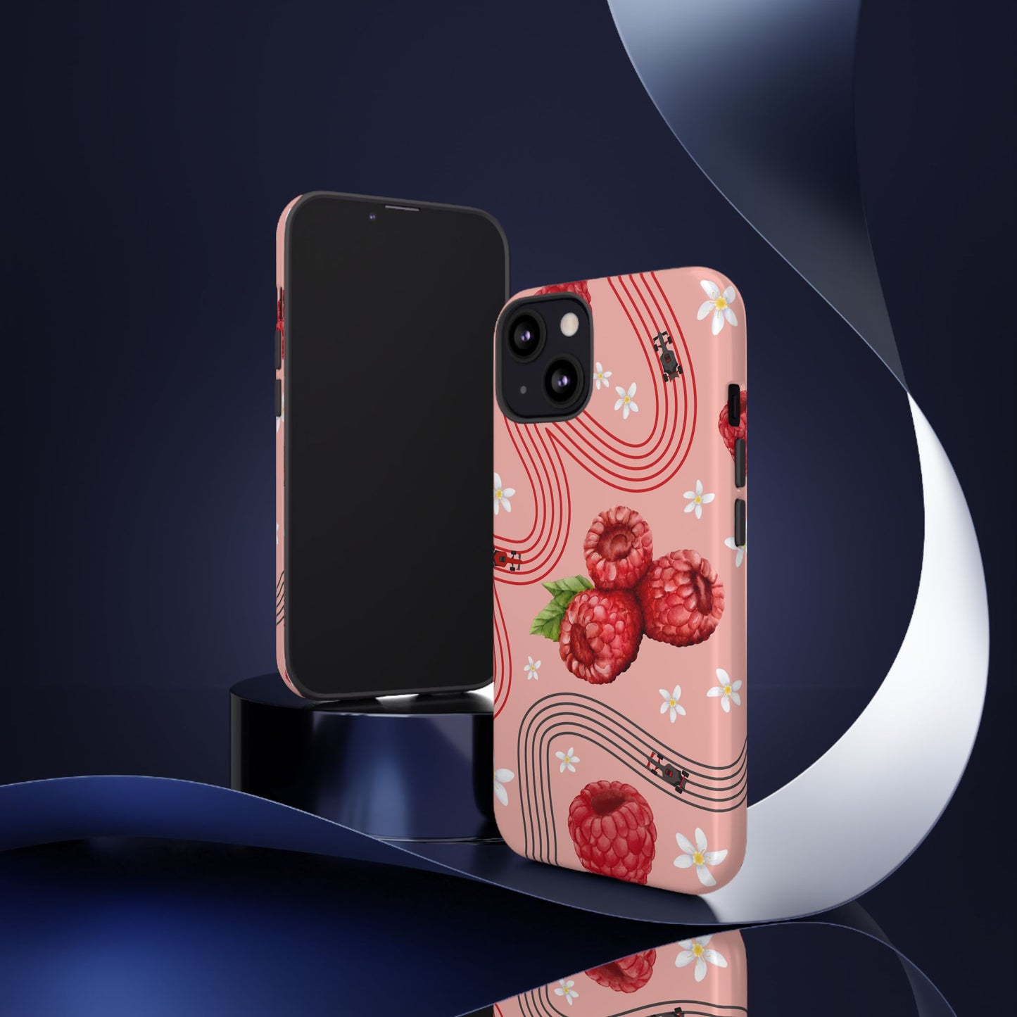 Red F1 Haas and Raspberries Phone Case, Trendy F1 Gift, Formula 1 Gift, Cute Fruit F1 Phone Case, Unique Phone Case